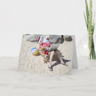 Santa Claus im Urlaub am Strand Feiertagskarte