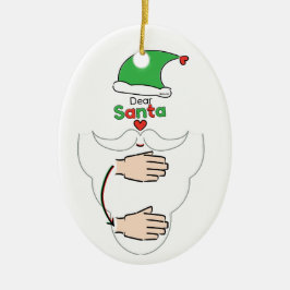 Santa Claus in American Sign Language Keramik Ornament