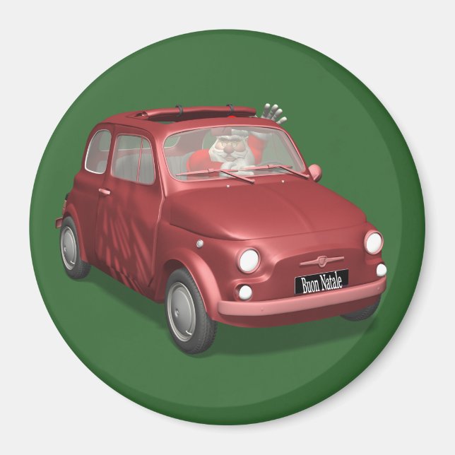 Santa Claus In Fiat 500 Magnet (Vorne)