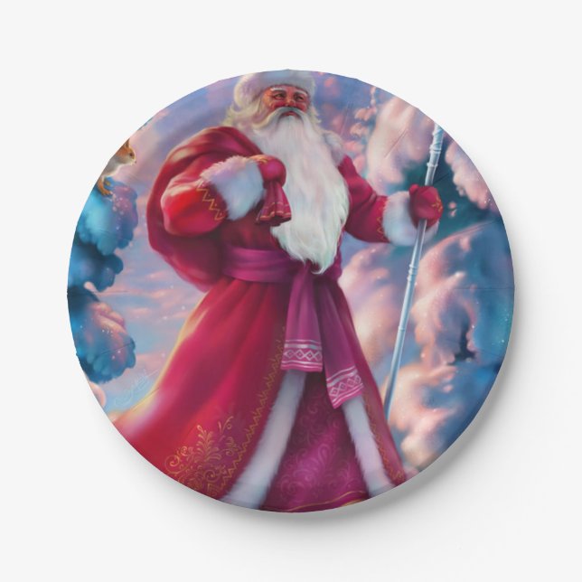 Santa Claus in forest Pappteller (Vorderseite)