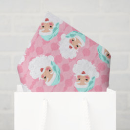 Santa Claus in Mint Green Hat Pink Retro Weihnacht Seidenpapier