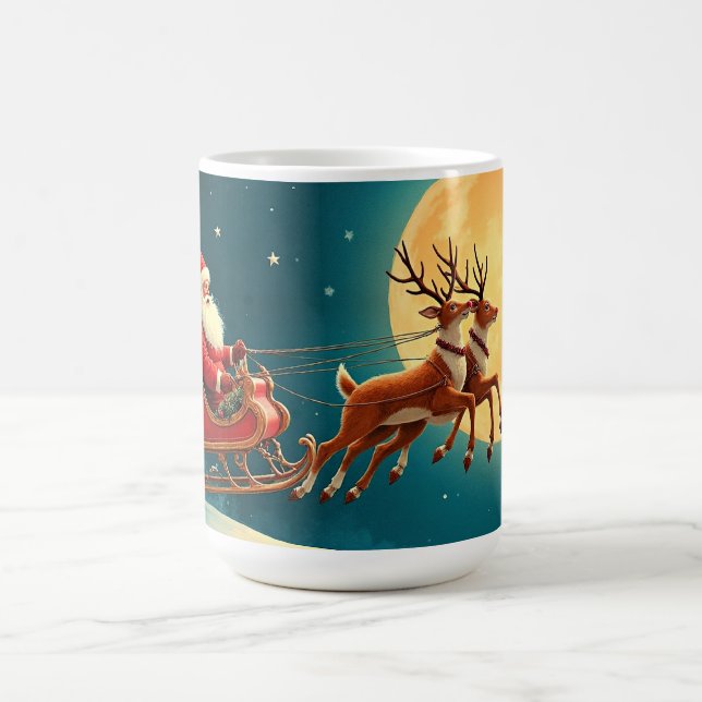 Santa Claus in sleigh with reindeer Kaffeetasse (Mittel)