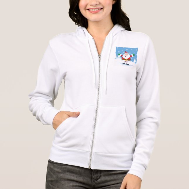 Santa Claus in Snowy Winter Scene Hoodie (Vorderseite)