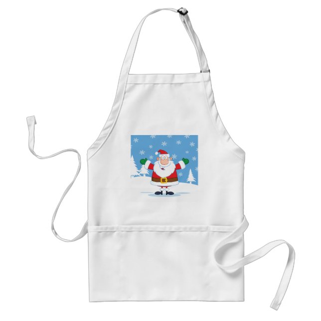 Santa Claus in Snowy Winter Scene Schürze (Vorne)
