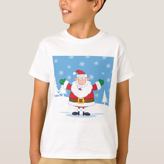 Santa Claus in Snowy Winter Scene T-Shirt (Vorderseite)