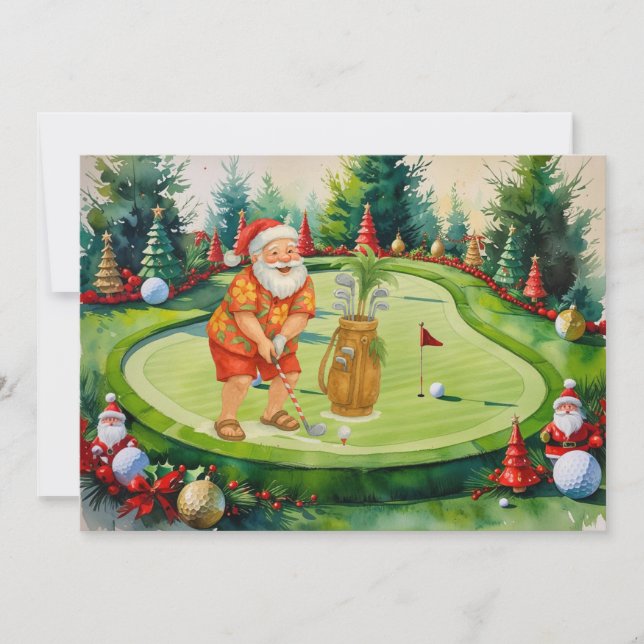 SANTA CLAUS is golfing Christmas Holiday  Einladung (Vorderseite)