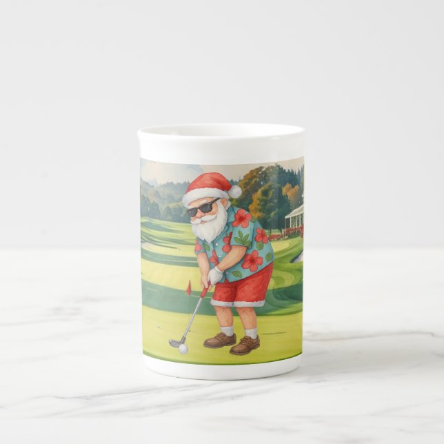 SANTA CLAUS is golfing Christmas Holiday  Prozellantasse (Vorderseite)