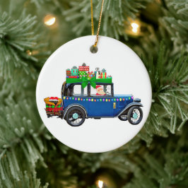 Santa Claus Jalopy Keramik Ornament