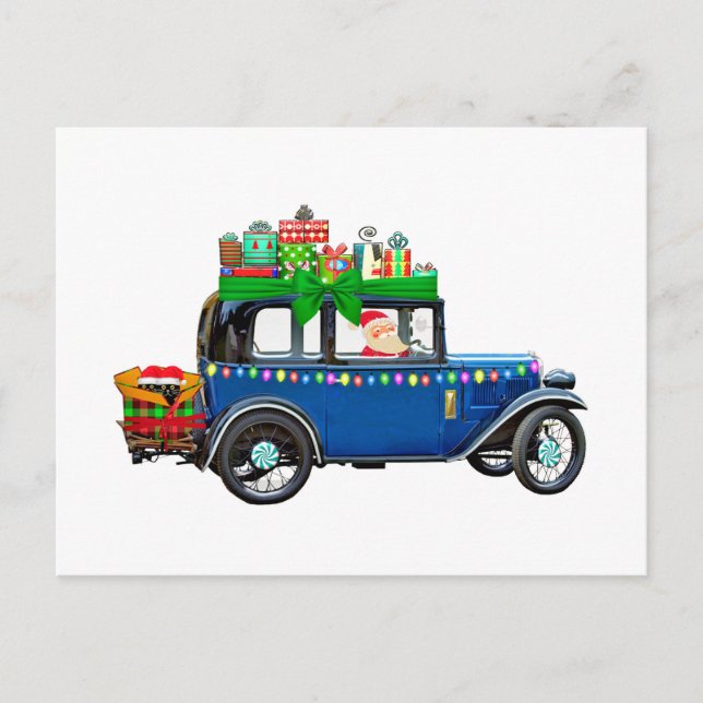Santa Claus Jalopy Postkarte (Vorderseite)