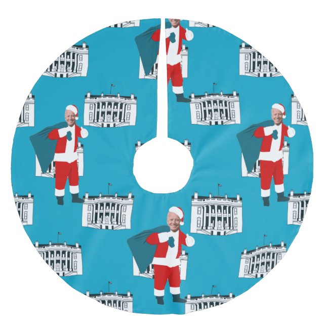 santa claus joden biden blue xmas white house polyester weihnachtsbaumdecke (Vorderseite)