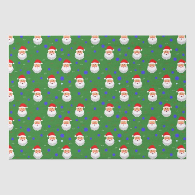 Santa Claus Joy Christmas Green Red Holiday Seidenpapier (Vorderseite)
