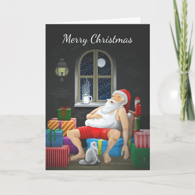 Santa Claus Kaffeezeit Karte (Vorderseite)