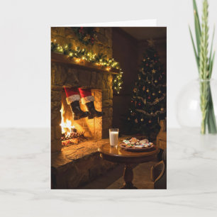 Santa Claus kommt den Schornstein herunter Karte