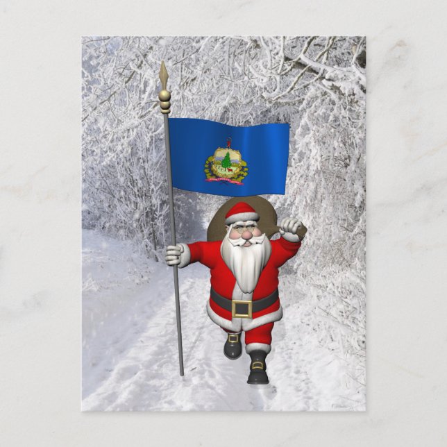 Santa Claus kommt nach Vermont Feiertagspostkarte (Vorderseite)