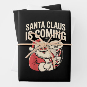 Santa Claus kommt Sie sagte Lustiges Weihnachten X Geschenkpapier Set