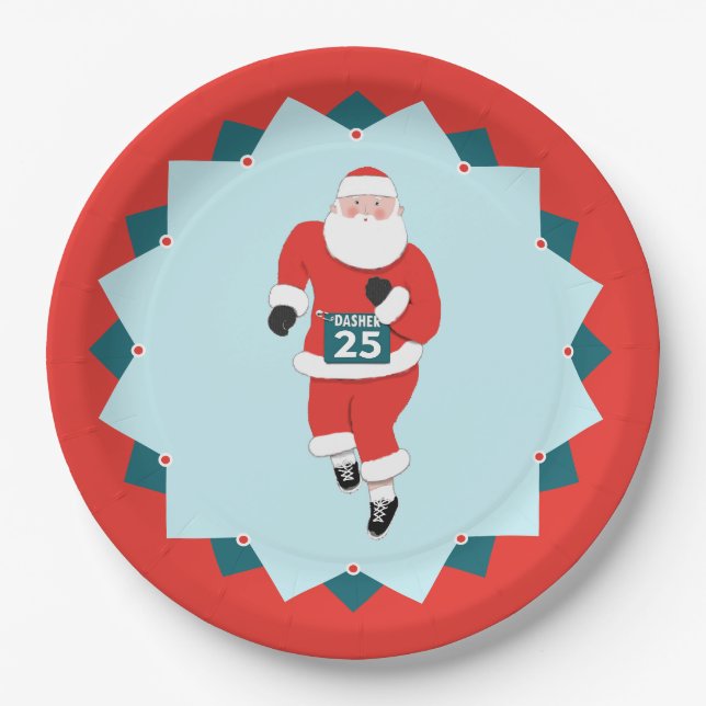 Santa Claus Läufer Pappteller (Vorderseite)