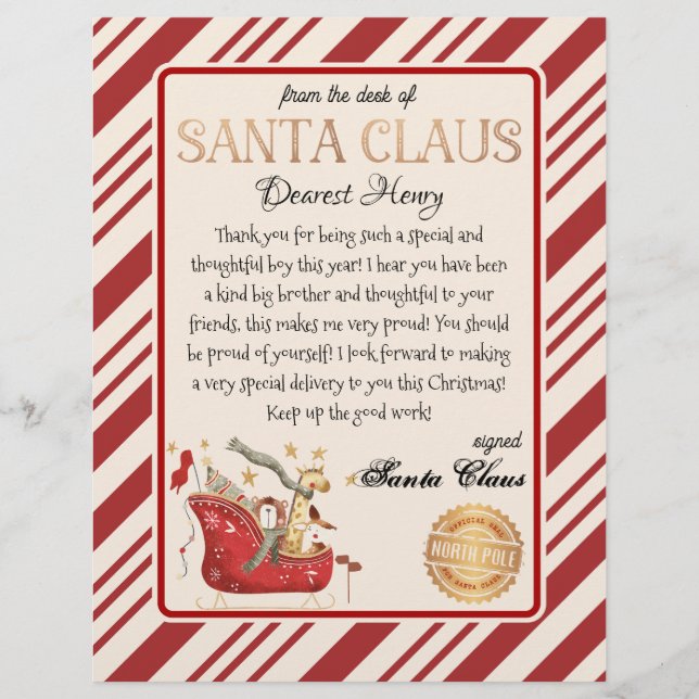 Santa Claus Letter Full Sled Printable (Vorderseite)