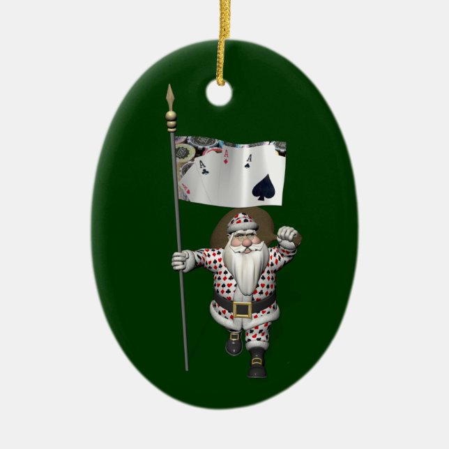 Santa Claus Lieben Poker spielen Keramikornament (Vorne)