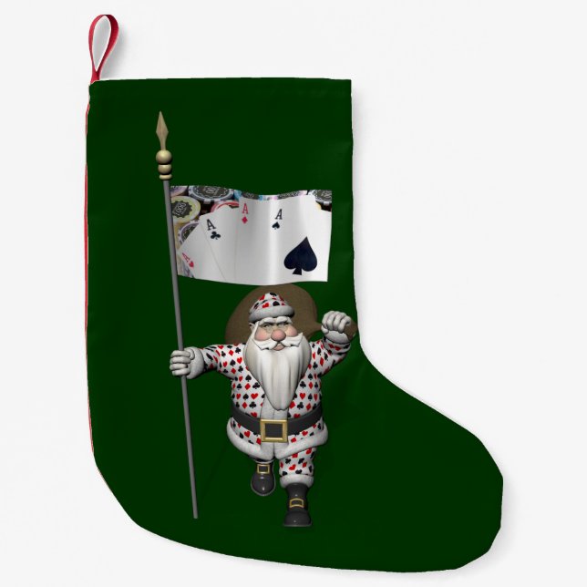 Santa Claus Lieben Poker spielen Kleiner Weihnachtsstrumpf (Vorderseite)