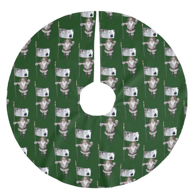 Santa Claus Lieben Poker spielen Polyester Weihnachtsbaumdecke (Vorderseite)