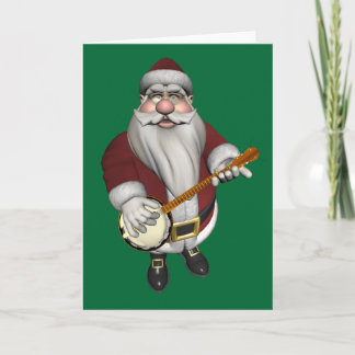 Santa Claus Lieben Sein Banjo Feiertagskarte