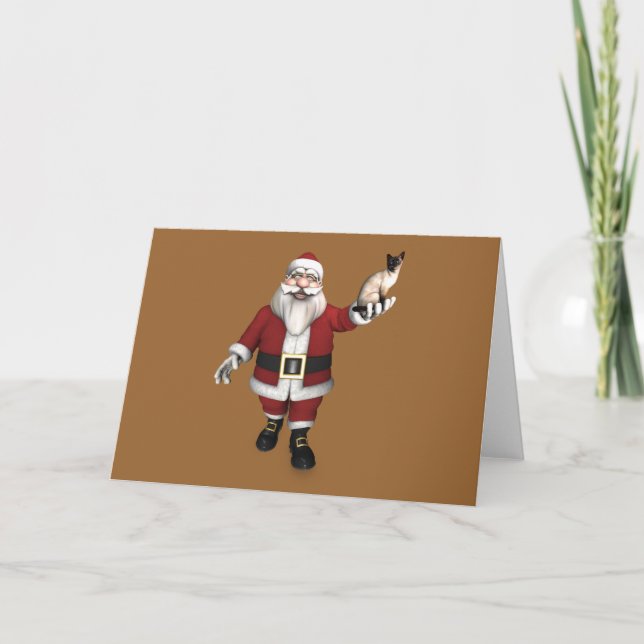 Santa Claus Lieben Siam Katzen Feiertagskarte (Vorderseite)