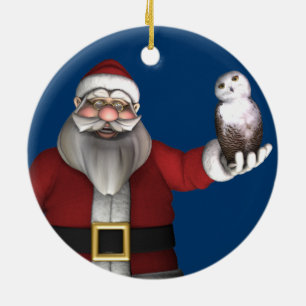 Santa Claus Lieben Snowy Owl Keramikornament
