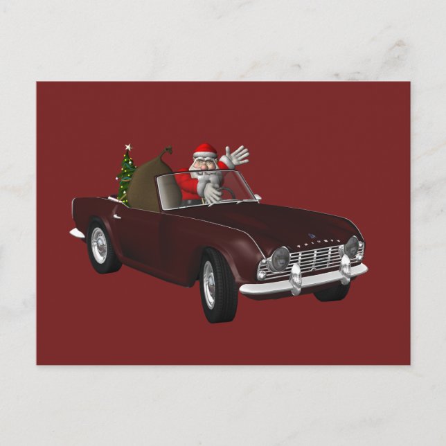 Santa Claus Lieben Triumph TR4 Feiertagspostkarte (Vorderseite)