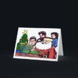 Santa Claus Lighting The Menorah - Xmas Chanukah Feiertagskarte<br><div class="desc">Merry Chrismanukah Grußkarte mit dem Weihnachtsmann auf der Vorderseite leuchten die Menorah</div>