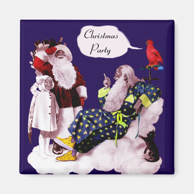 SANTA CLAUS , LITTLE ANGEL & MERLIN Weihnachtsgebä Magnet (Vorne)