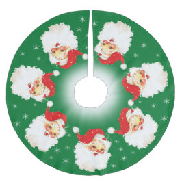 Santa Claus Mandala & Schneeflocken auf Grün Polyester Weihnachtsbaumdecke