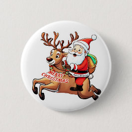 Santa Claus Merry Christmas Button