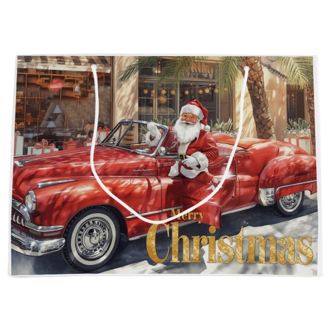 Santa Claus Merry Christmas from California Große Geschenktüte (Vorderseite)