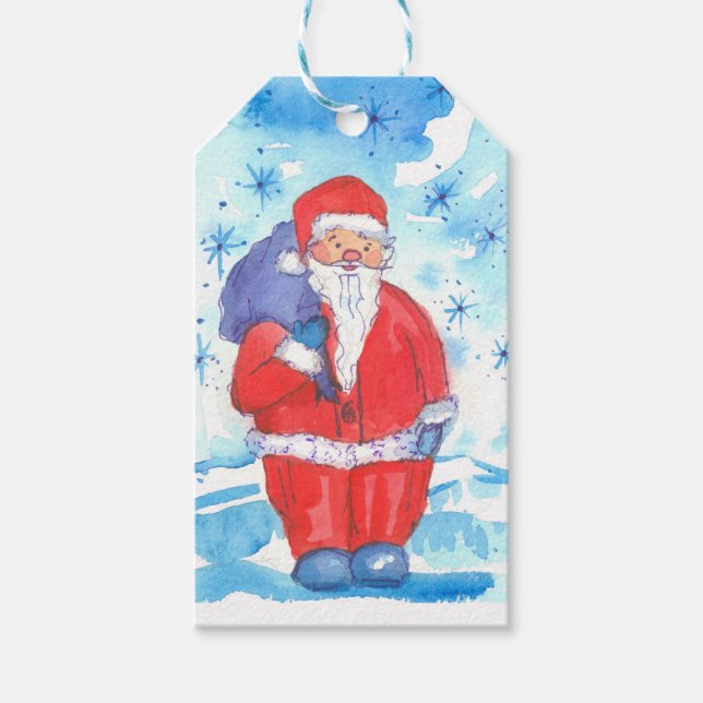 Santa Claus Merry Christmas Geschenkanhänger (Vorderseite)
