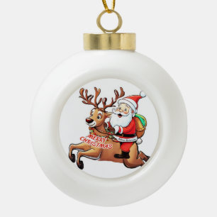 Santa Claus Merry Christmas Keramik Kugel-Ornament