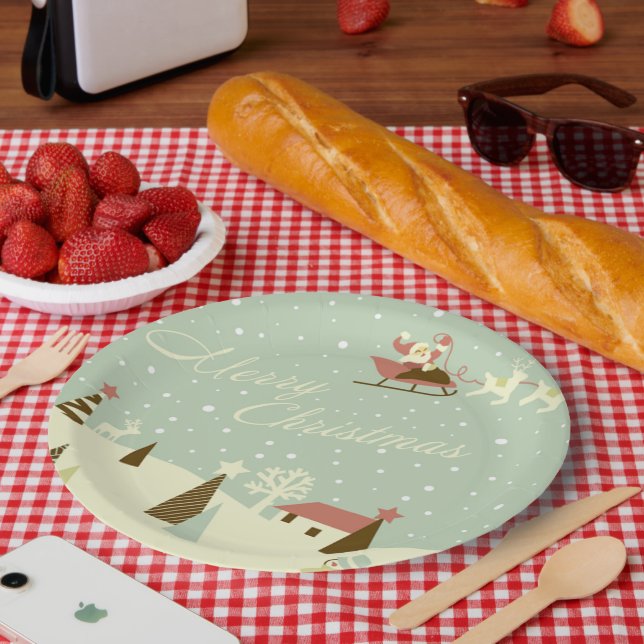 Santa Claus Merry Christmas Paper Plate Pappteller (Picknick)