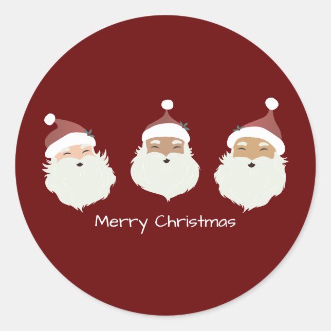 Santa Claus Merry Christmas Runder Aufkleber (Vorderseite)