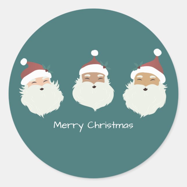 Santa Claus Merry Christmas Runder Aufkleber (Vorderseite)