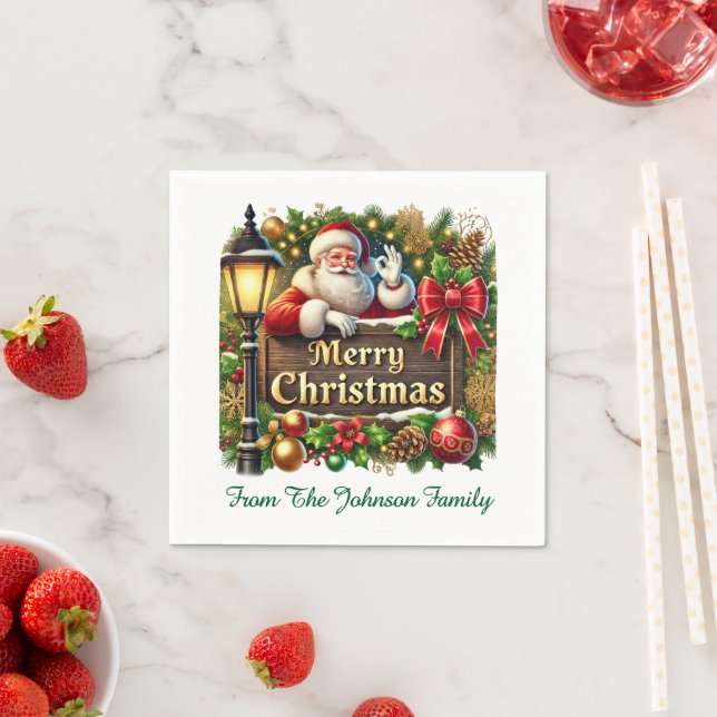 Santa Claus Merry Christmas Serviette (Beispiel)