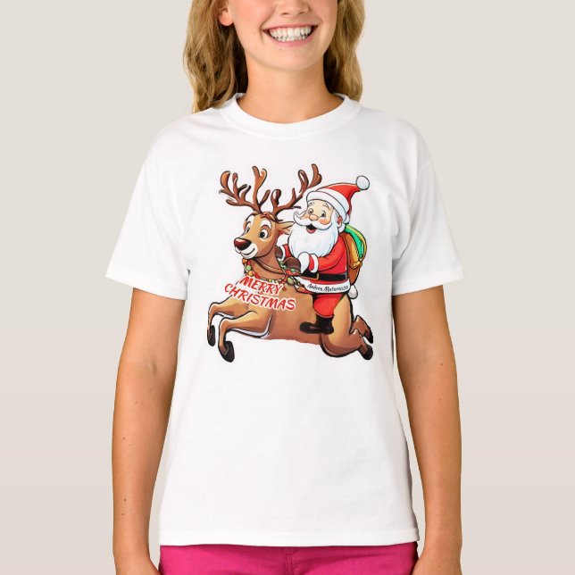 Santa Claus Merry Christmas T-Shirt (Vorderseite)