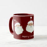 Santa Claus Merry Christmas Tasse<br><div class="desc">Niedliche Abbildung von drei Weihnachtssichtern. Ideal für die Ferienzeit.</div>