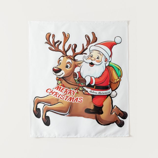 Santa Claus Merry Christmas Wandteppich (Vorderseite)