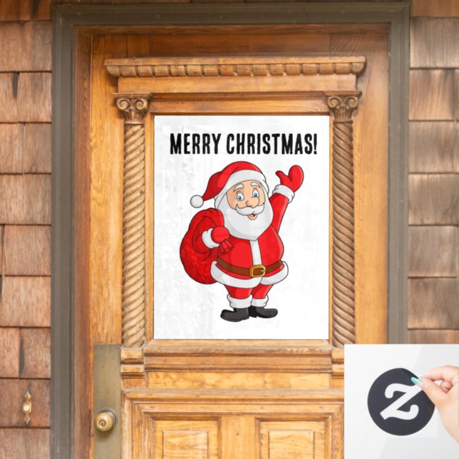 SANTA CLAUS MERRY CHRISTMAS WINDOW CLING FENSTERAUFKLEBER (Haustür)
