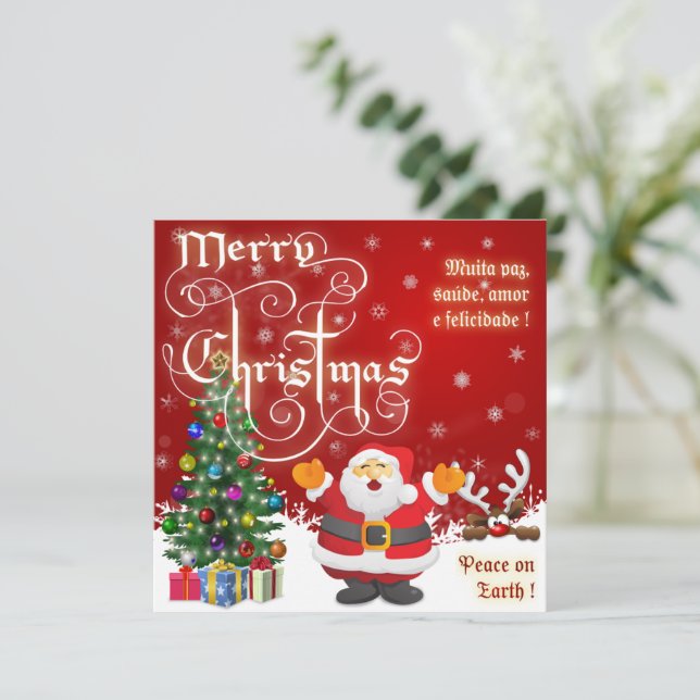Santa Claus Merry Weihnachtskarte (Stehend Vorderseite)