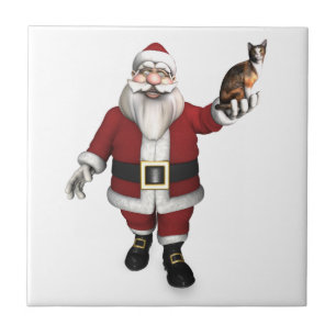 Santa Claus mit Calico Cat Fliese
