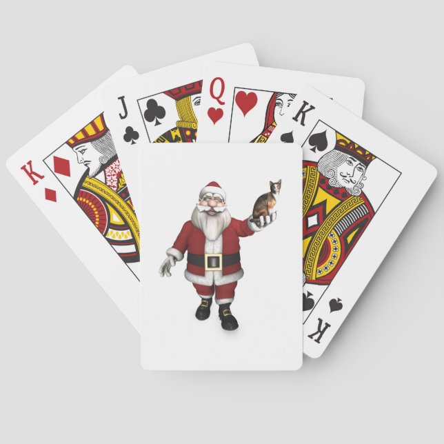 Santa Claus mit Calico Cat Spielkarten (Rückseite)