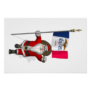 Santa Claus mit dem Hoheitszeichen von Iowa Poster