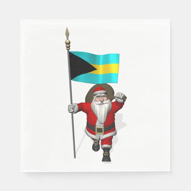 Santa Claus mit der Flagge der Bahamas Serviette (Vorderseite)