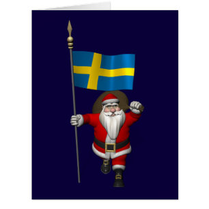 Santa Claus mit der Flagge Schwedens