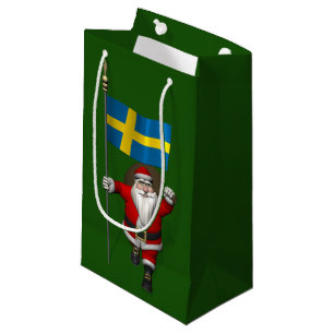 Santa Claus mit der Flagge Schwedens Kleine Geschenktüte